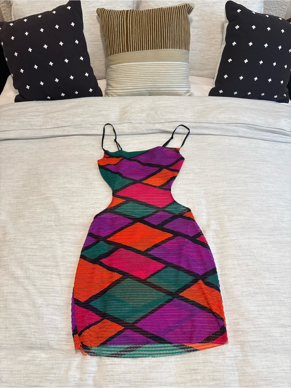 Source Unknown Multicolor Geometric Cutout Mini Dress